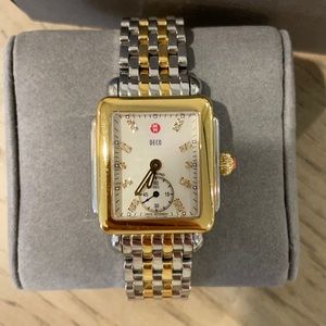 COPY - Michele Deco Two-Tone Diamond Rectangular Watch